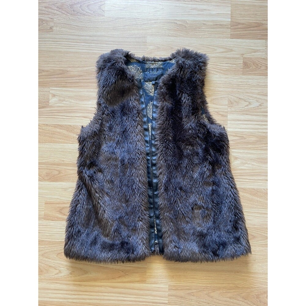 Anthropologie Sanctuary Clothing Los Angeles - Brown Faux Fur Vest Size Large
